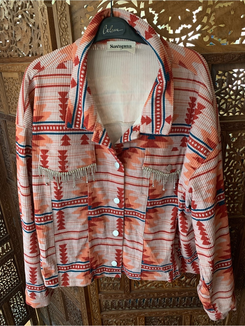 Savanna Jane Coral & Navy Textured Knit Jacket